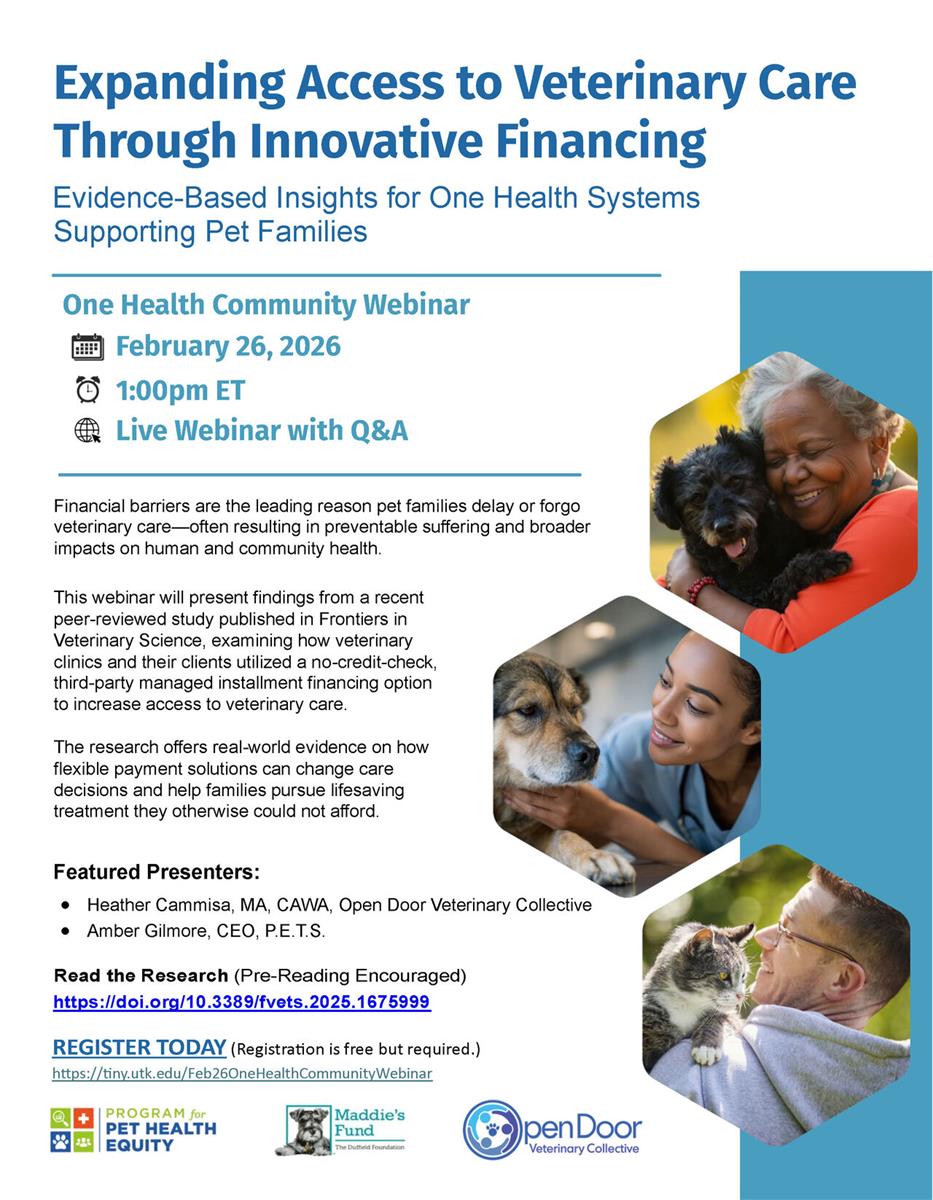 Expanding Access to Veterinary Care Through Innovative Financing webinar registration